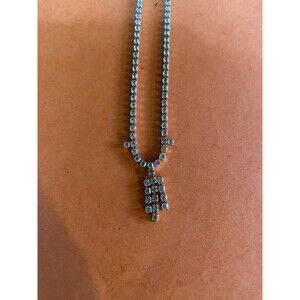 Women’s Necklace Silver Tone Cubic Zirconia 17”